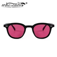 WHO CUTIE Fashion Vintage Square Sunglasses Women Brand Design Rivet Frame Red Lens Retro Acetate Sun Glasses Shades Men S380 2