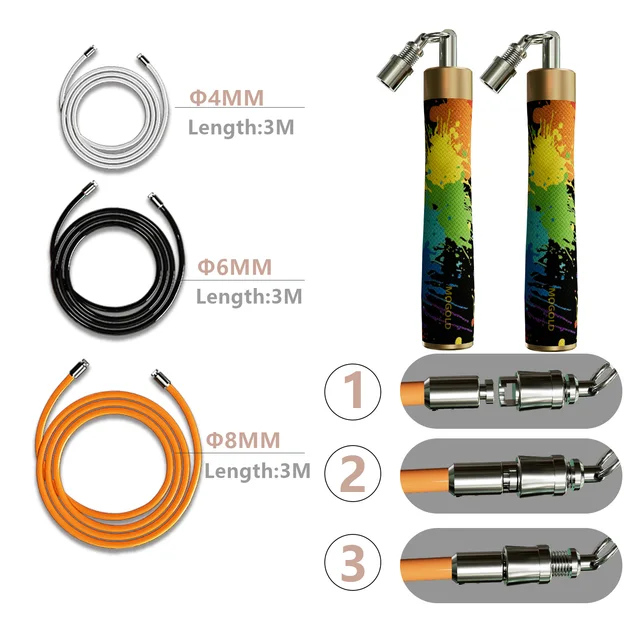 MOGOLD Graffiti Design Skipping Rope – Triple Ropes (4.0/6.0/8.0 mm), Freely Interchangeable & Portable Fitness Tool 3