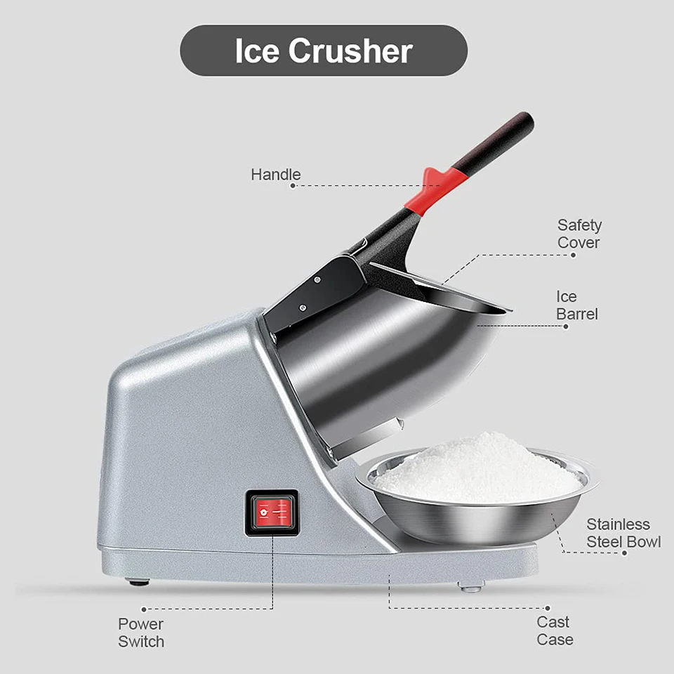 Electric Ice Crusher Smoothie Shaver Slush Ice Block Breaking grinder Machine 85KG/H 220V/110V ice crusher machine