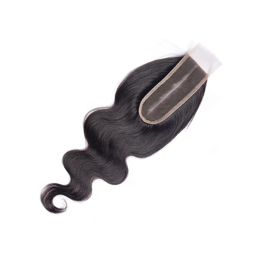 Body Wave 2x6 Closure Human Hair Transparent 2x6 Lace Closure Hair Extensions for Women Straight Hair Natural Color Pre Plucked 3