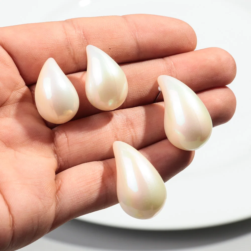 여성용 유행 무지개 빛깔 진주 흰색 물방울 귀걸이, 빈티지 아크릴 눈물 귀걸이 고리, 핫 셀러 쥬얼리, 신제품 