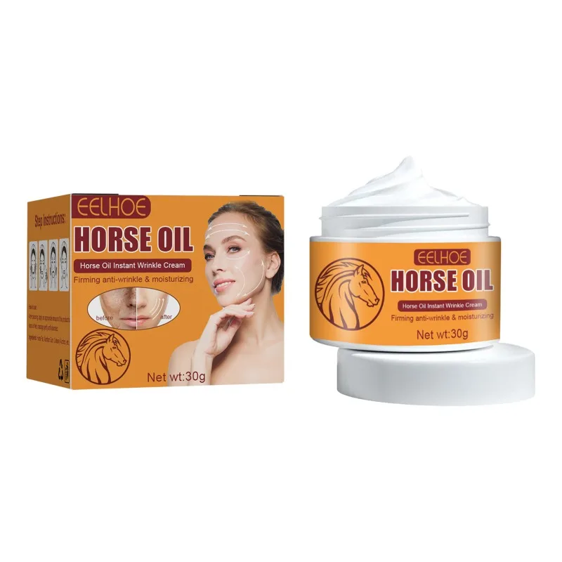 Horse Oil Instant Wrinkle Cream Brightening Smooth Firming Lifting Anti Aging Fade Fine Lines Moisturizing Whitening Repair Skin
