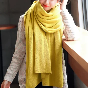 JulyPalette Sciarpa lavorata a maglia in cashmere solido Donna 2022 Autunno Inverno Scialle di Pashmina Wrap Sciarpe lunghe calde femminili Bandana 17 colori 1