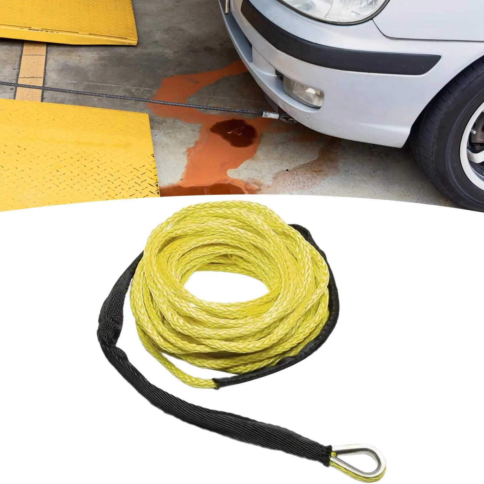 Synthetic Winch Rope Tow Rope 15M Heavy Duty Tow Strap 7700lbs Towing Rope Trailer Rope for Boat Car SUV UTV Accessories