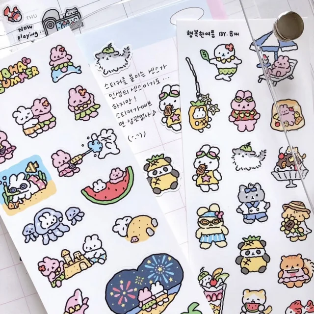 Cartoon Stickers Korean Cute Graffiti Style Rabbit Stickers Kawaii Cartoon Animal Stickers Hand Account Diary Scrapbook Stickers 1