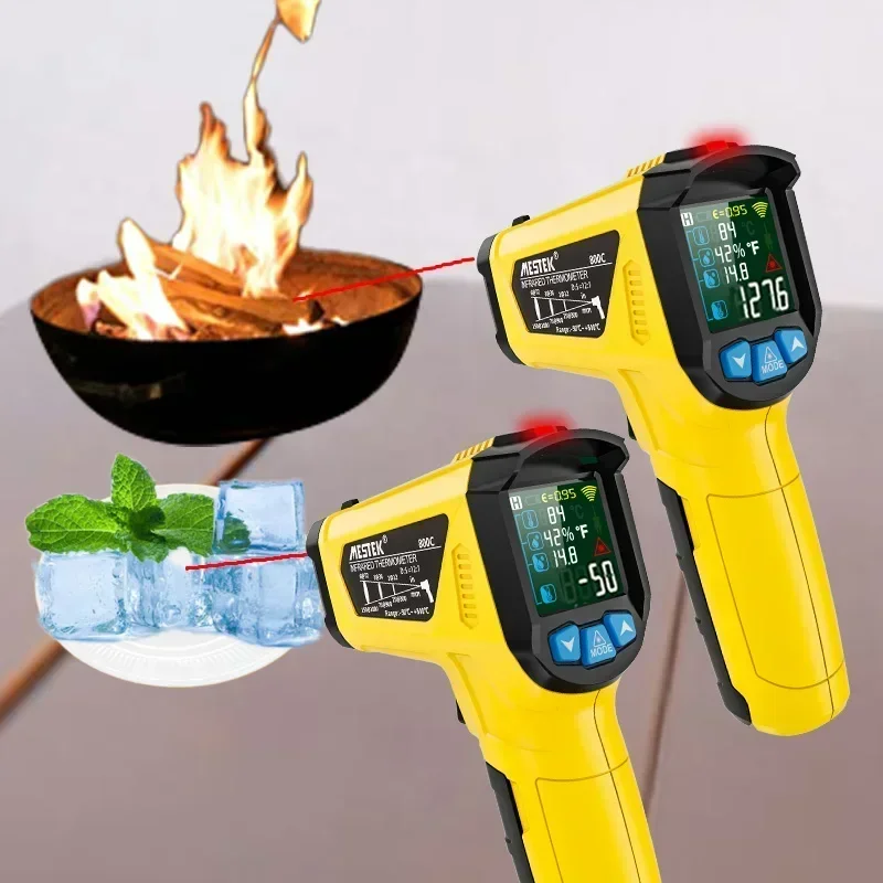 Mestek Non-contact Pyrometer 600&800&deg;C Industrial Digital Infrared Thermometer Food High Temperature Meter Sensor Termometro digital thermometer