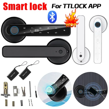 Fingerprint Door Lock Biometric Fingerprint Password Key Unlock Anti Peeping Type-C Emergency Charge for Home Office Glass Doors 1