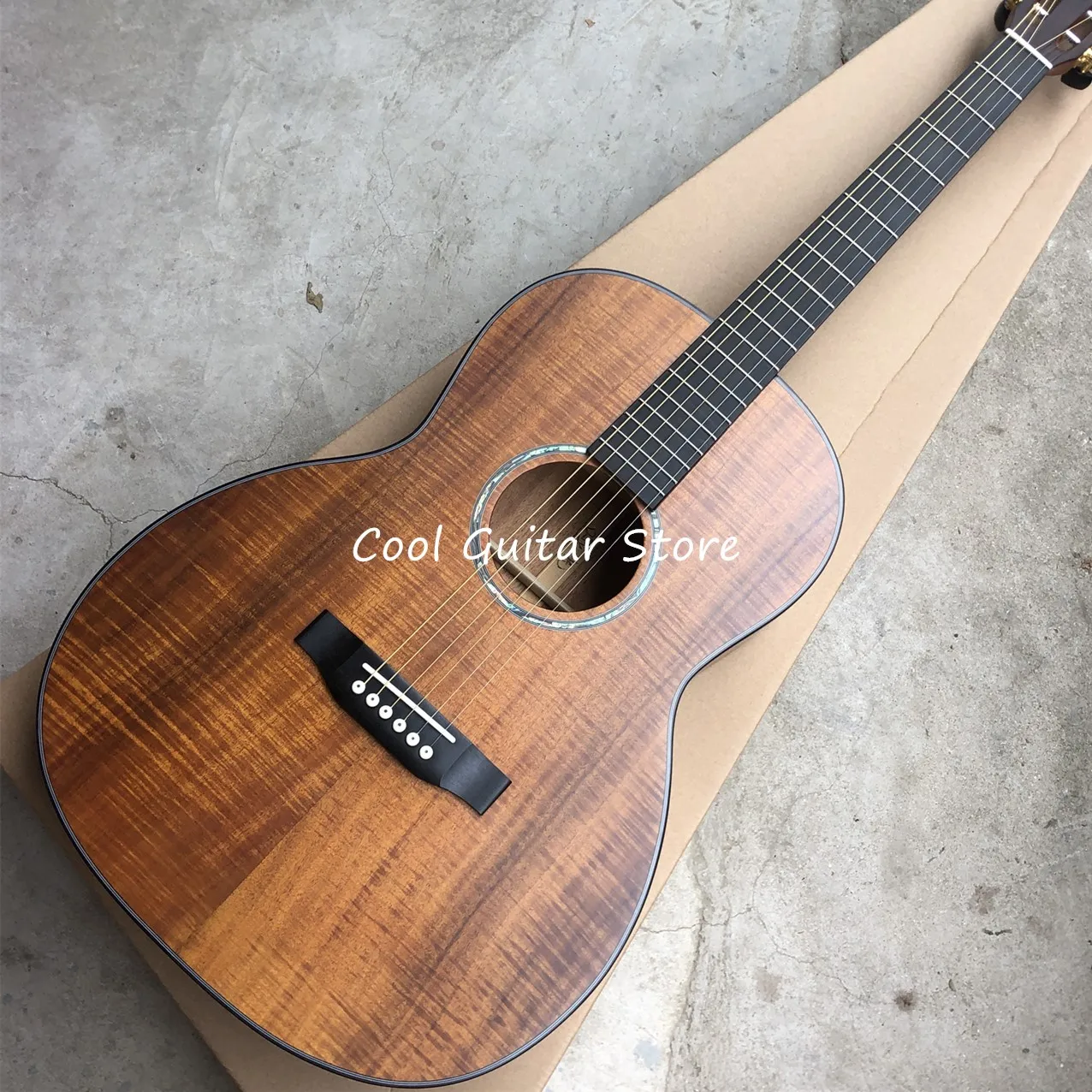 

Custom Guitar,39 Inches All Koa Wood Acoustic Guitarr,Matt Finish Body,Classical Headstock,Ebony Fingerboard,Free Shipping