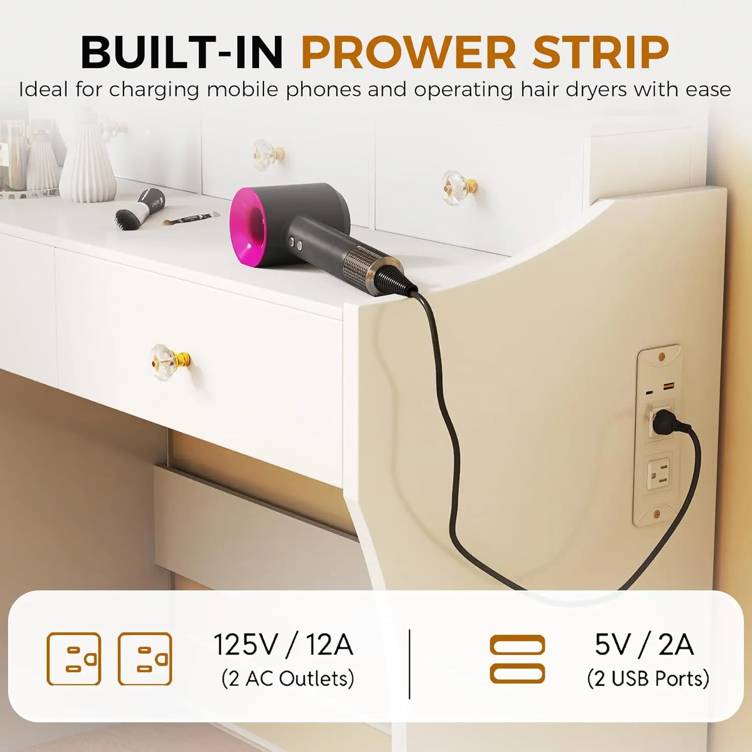 Luxury Lighted Makeup Vanity Desk 5