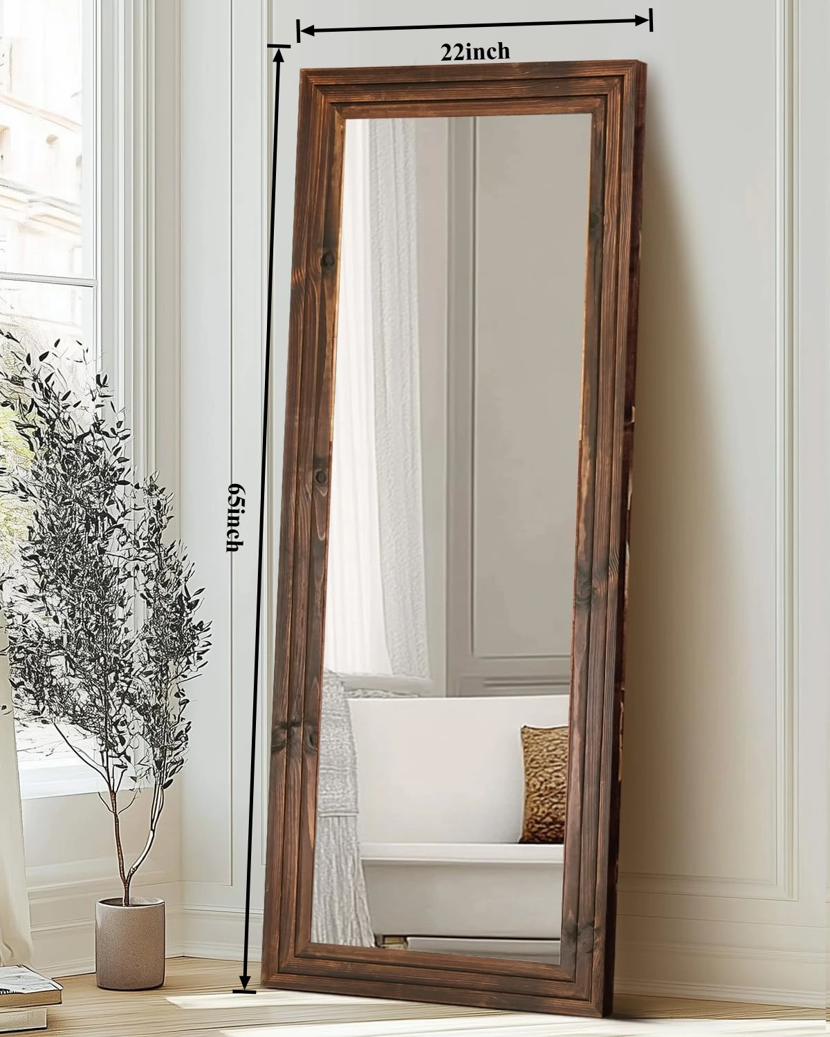 65x22 Wood Frame Full Mirror 3