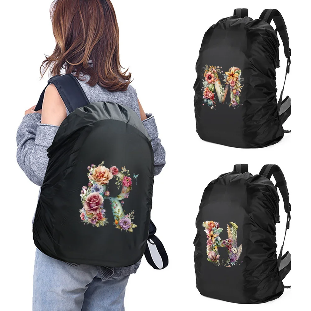 

New Floral Letter Print Pattern 20L-70L Sunscreen and Rain Protection Portable Travel/leisure/walking/sports Backpack Rain Cover