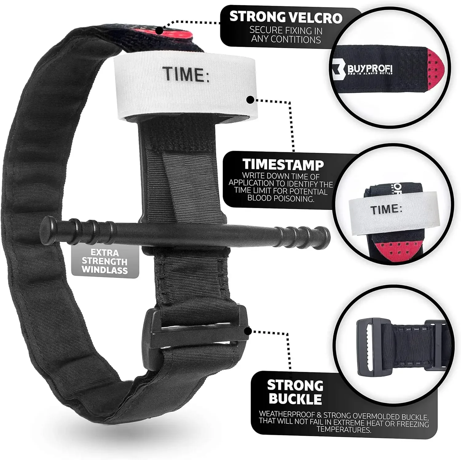 Tourniquet Kit Emergency Tactical Strap Single Handed Medical First Aid Equipment Hiking Camping Travel Outdoor Sports