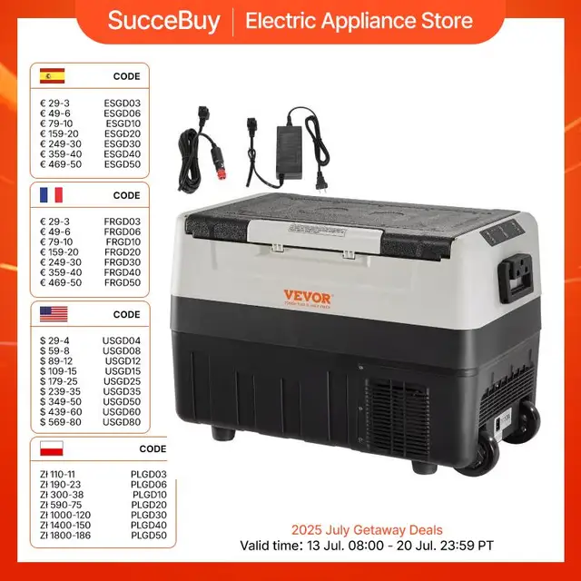 SucceBuy 35L/45L/55L Maniglia pieghevole portatile Frigorifero per auto con compressore a ruota Congelatore per campeggio Picnic Auto Casa Traval 1