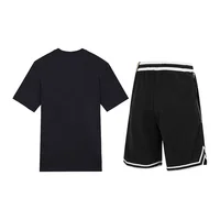 Nike T-shirt à manches courtes à col rond avec imprimé lettres et short rayé rétro à blocs de couleur Cas AR5007-011+DH7161-010 Ensemble de sport ual 2