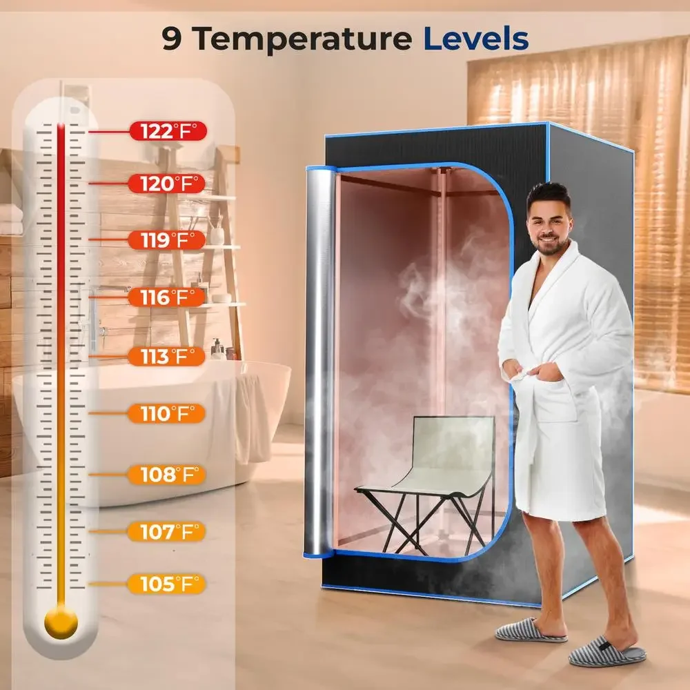 Compact Portable Steam Sauna Tent 1600W Steamer 9 Heat Levels Remote Control Chair Spa 3