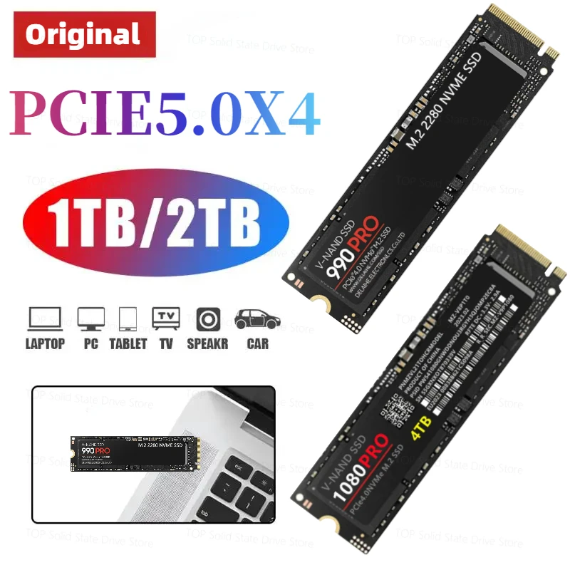 

2024 Newest Original 1080Pro 8TB 4TB 2TB 1TB SSD Internal Solid State Drive M.2 2280 PCIe 5.0 x 4 NVMe for Laptop Desktop PS5 PC