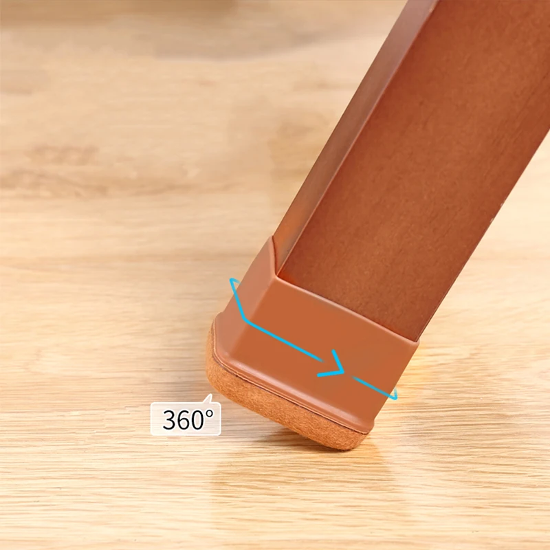 8PCS Rectangle Rubber Chair and Table Leg Protectors - Non-Slip Furniture Foot Covers