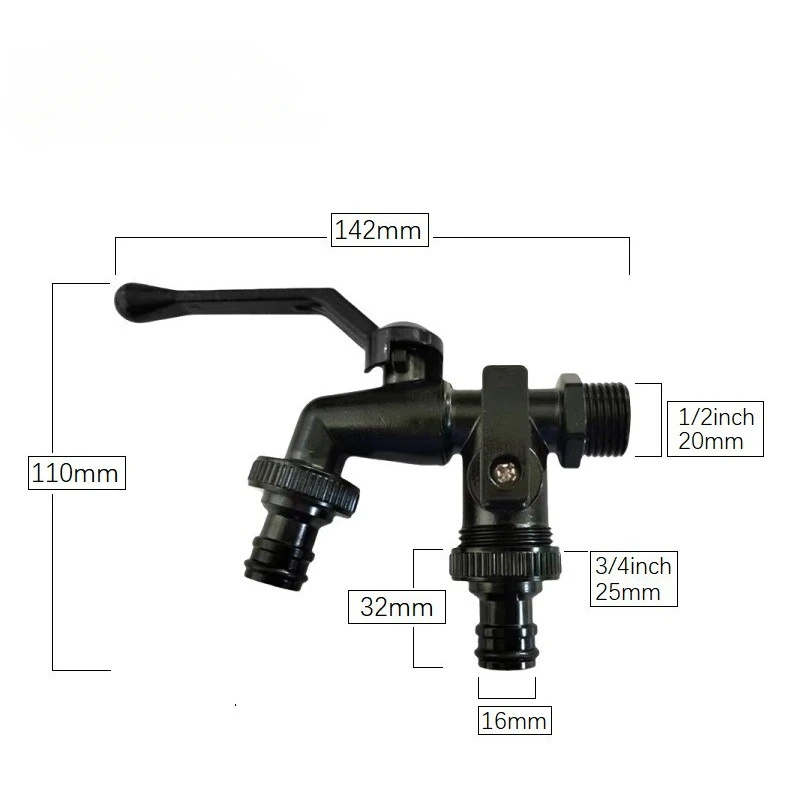 Rubinetto da Giardino Doppia Uscita,1/2'' Pollice Ottone Antiruggine e Resistente al Gelo Rubinetto Esterno Inclusi 2 Raccordi per Tubi Flessibili, Perfetto per Giardino, Pioggia Barile -verde