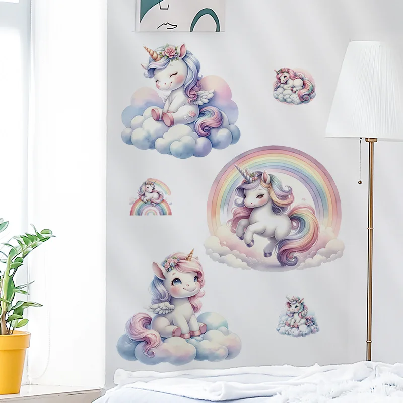 Unicorn Decorative Vinyl Child Wall Stickers For Baby Girl Room Decor Adhesive Wallpaper Bedroom Accessories Wall Art
