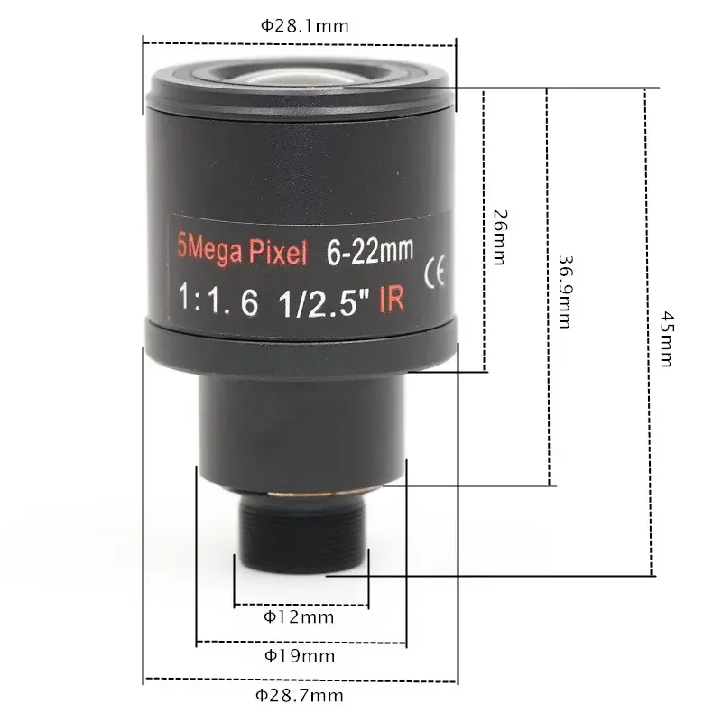 5 Megapixel F2.2 6-22Mm Focus Motorized Lens Home Security 5Mp M12 Manual  Varifocal Lens Mtv Zoom Cctv Lens For Ahd Ip Camera - AliExpress