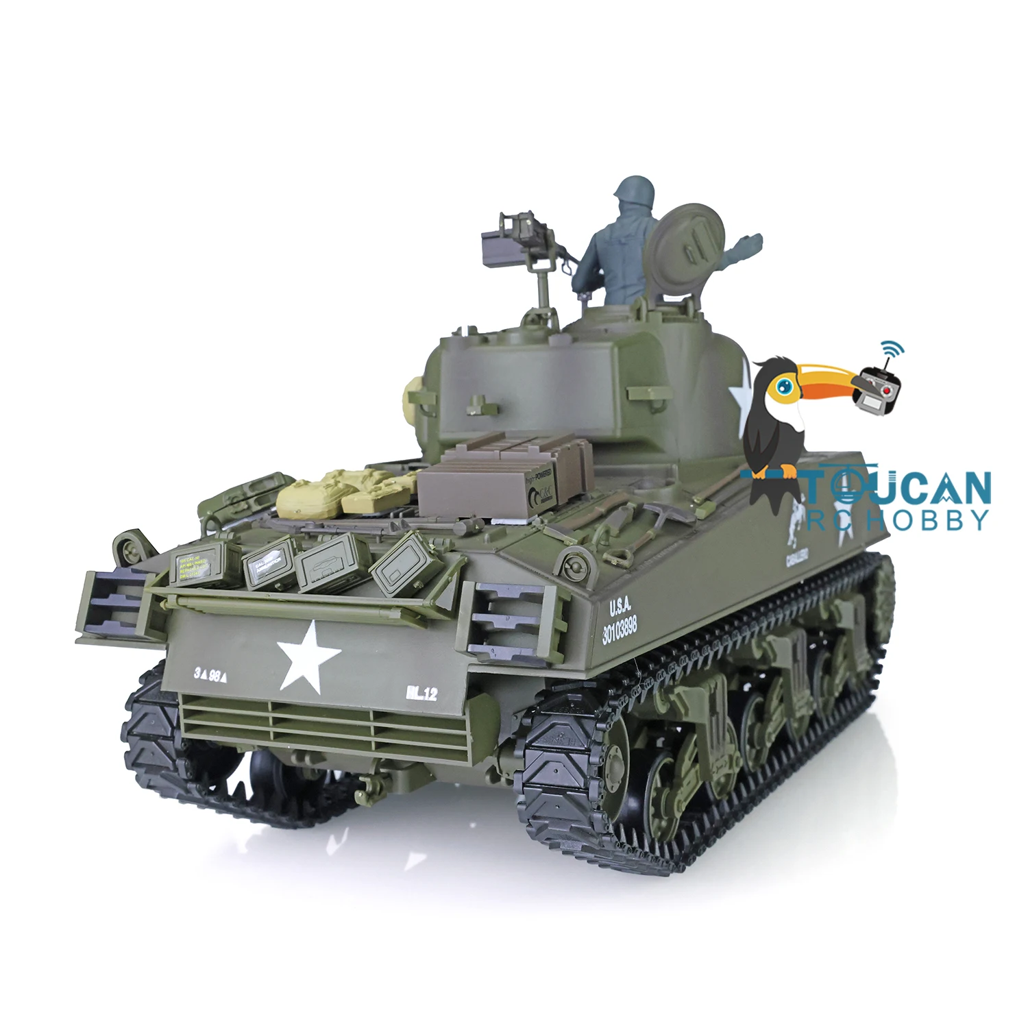 Henglong Toucanhobby DIY 1/16 7.0 Plastic M4A3 Sher3898 360�� Turret Barrel Recoil RC Tank 4