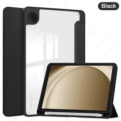 Clear Transparent Tablet Case with Pencil Holder and Auto Sleep/Wake Cover (Black)