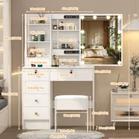 Туалетный столик с подсветкой, туалетный столик, комод, стол со стулом, светодиодное зеркало для макияжа — изображение 5