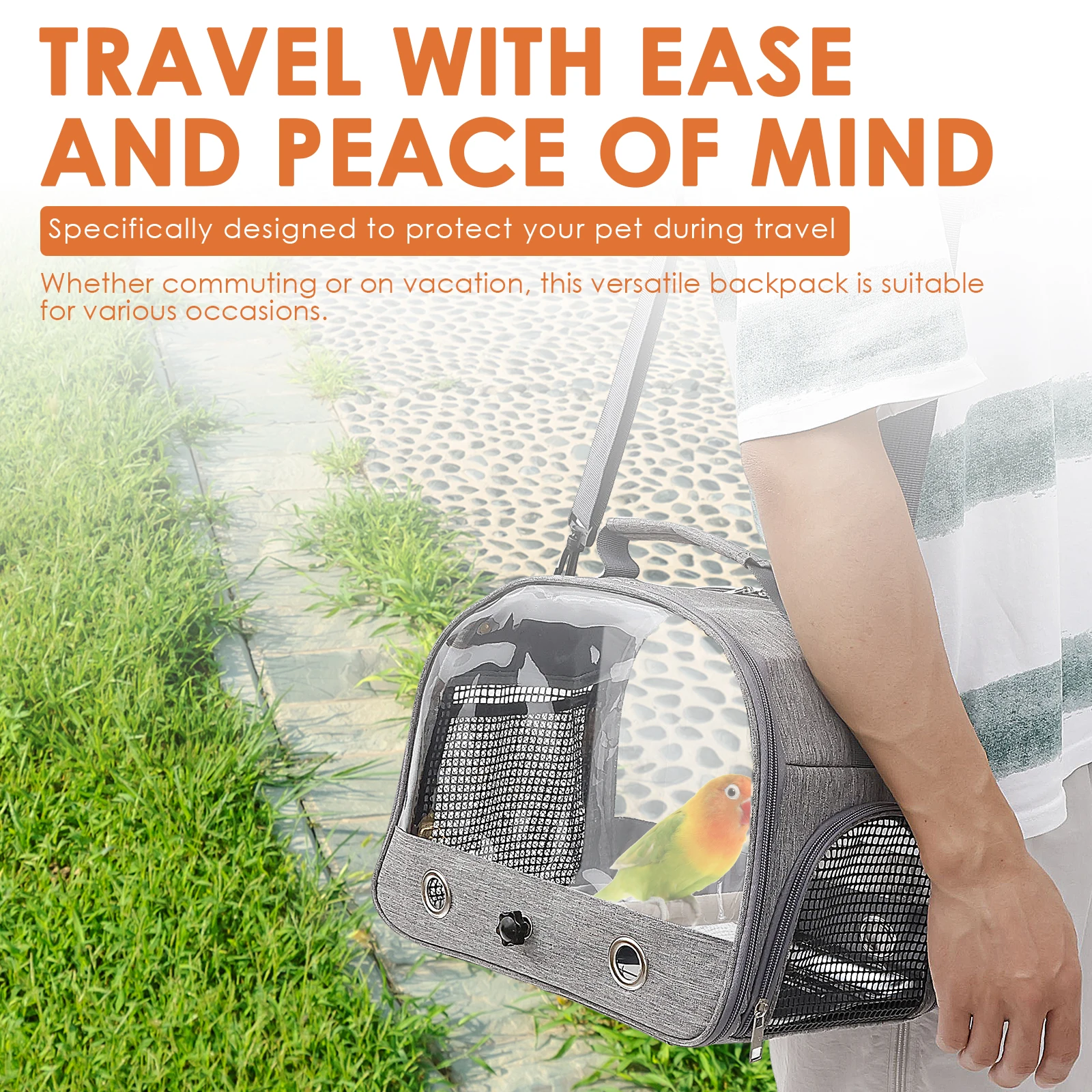 Portable Bird Travel Carrier Bag with Stainless Steel Tray