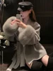 UCXQ Elegant OL Office Lady Overcoats Fur Patchwork Long Sleeve Woolen Coat Beautiful Women's Clothing Jacket Autumn 2025 Spring 5