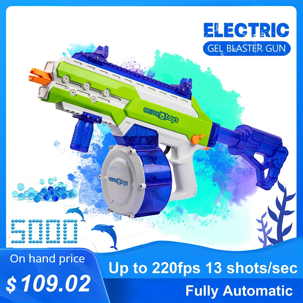 

Electric Splatter Ball Gel Blaster Toy Gun Outdoor Activities Games Airsoft Pistol With 5000Water Beads For Boy Adults Kids Gift