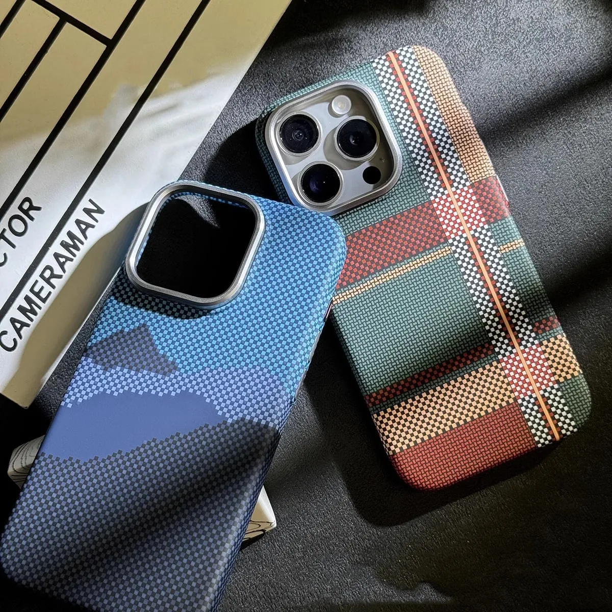 Magnetisches Kevlar-Carbonfaser-Muster für iPhone 18 Pro, 17, 16 Pro, 15 Pro Max, 13, 12 Pro, karierte, personalisierte Handyhülle für 14 Pro Max