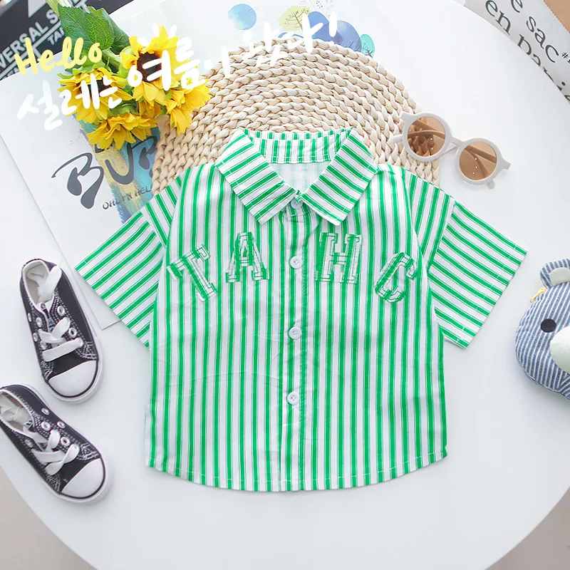 Children's clothing summer baby clothes girls letters short-sleeved suits boys lapel shirts shorts simple casual two-piece suit Baby Clothing Set for girl