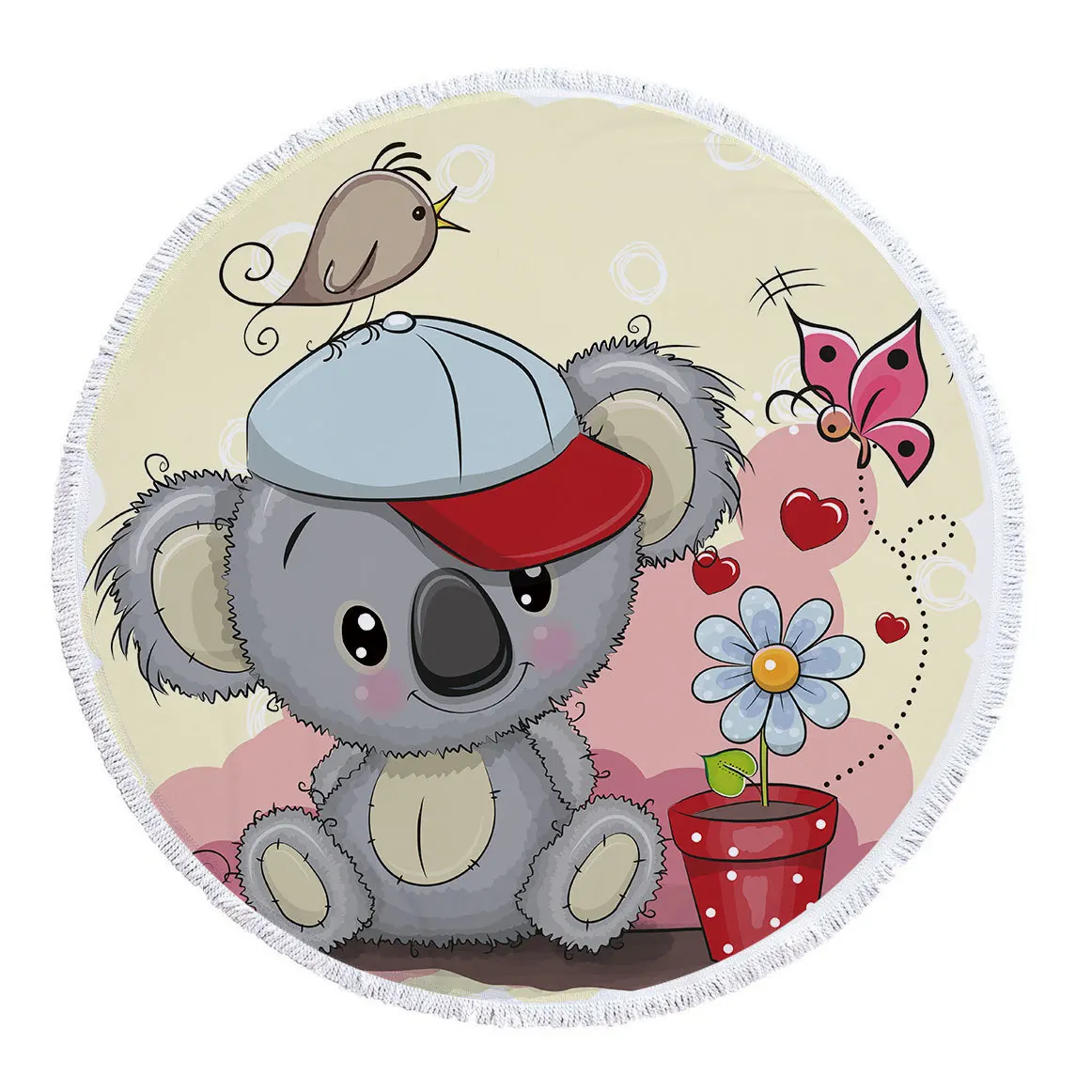 

Thick Beach Towel Blanket Koala Ultra-Soft Microfiber Large Owl Round Soft Sand Free Carpet Yoga Mat for Girl