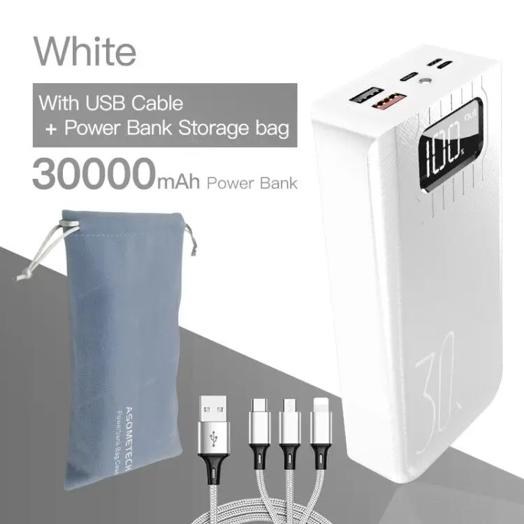 mini power bank Power Bank 30000mAh TypeC Micro USB C Powerbank LED Display Portable External Battery Charger 30000 mAh For iPhone Xiaomi Tablet power bank 20000mah Power Bank