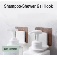 1PC Bathroom Shampoo Holder Shower Gel Hook Wall Mounted Hook Storage Self Adhesive Soap Bottle Hanging Hook Holder 1
