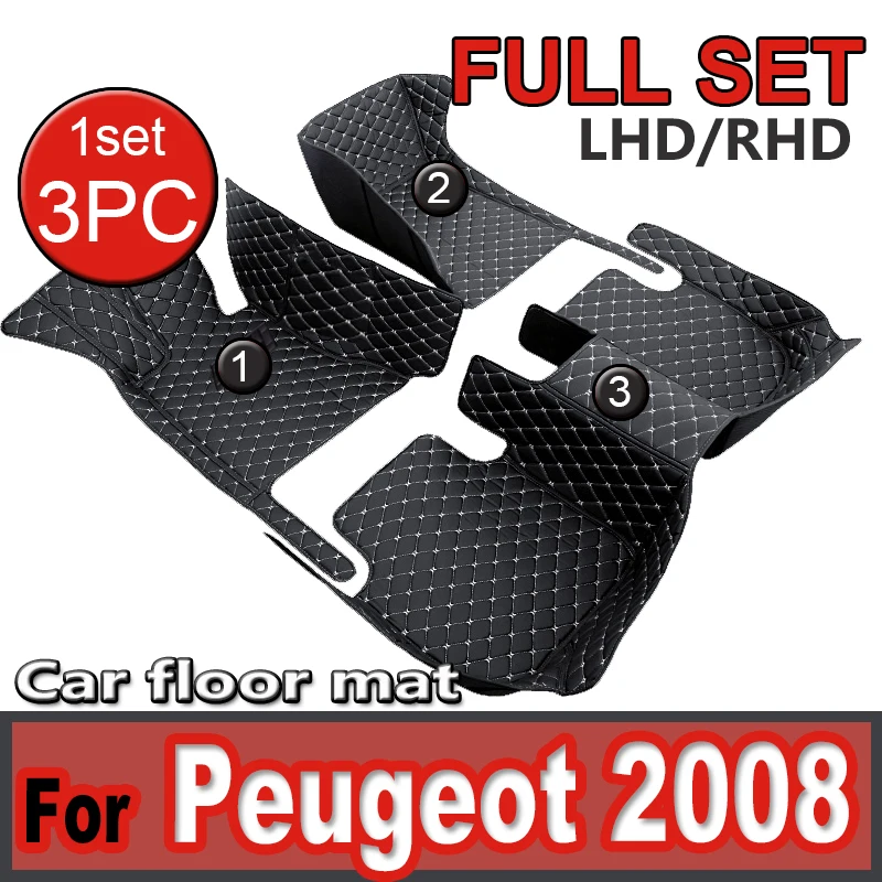 

Автомобильные коврики для Peugeot 2008 P24 2020 2021 2022, роскошные кожаные коврики, прочные коврики, комплект противогрязных ковриков, автомобильные аксессуары