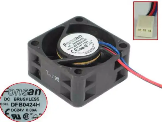 

Двухпроводной Вентилятор охлаждения сервера Delta Electronics DFB0424H DC 24 В 0,08 а 40x40x20 мм