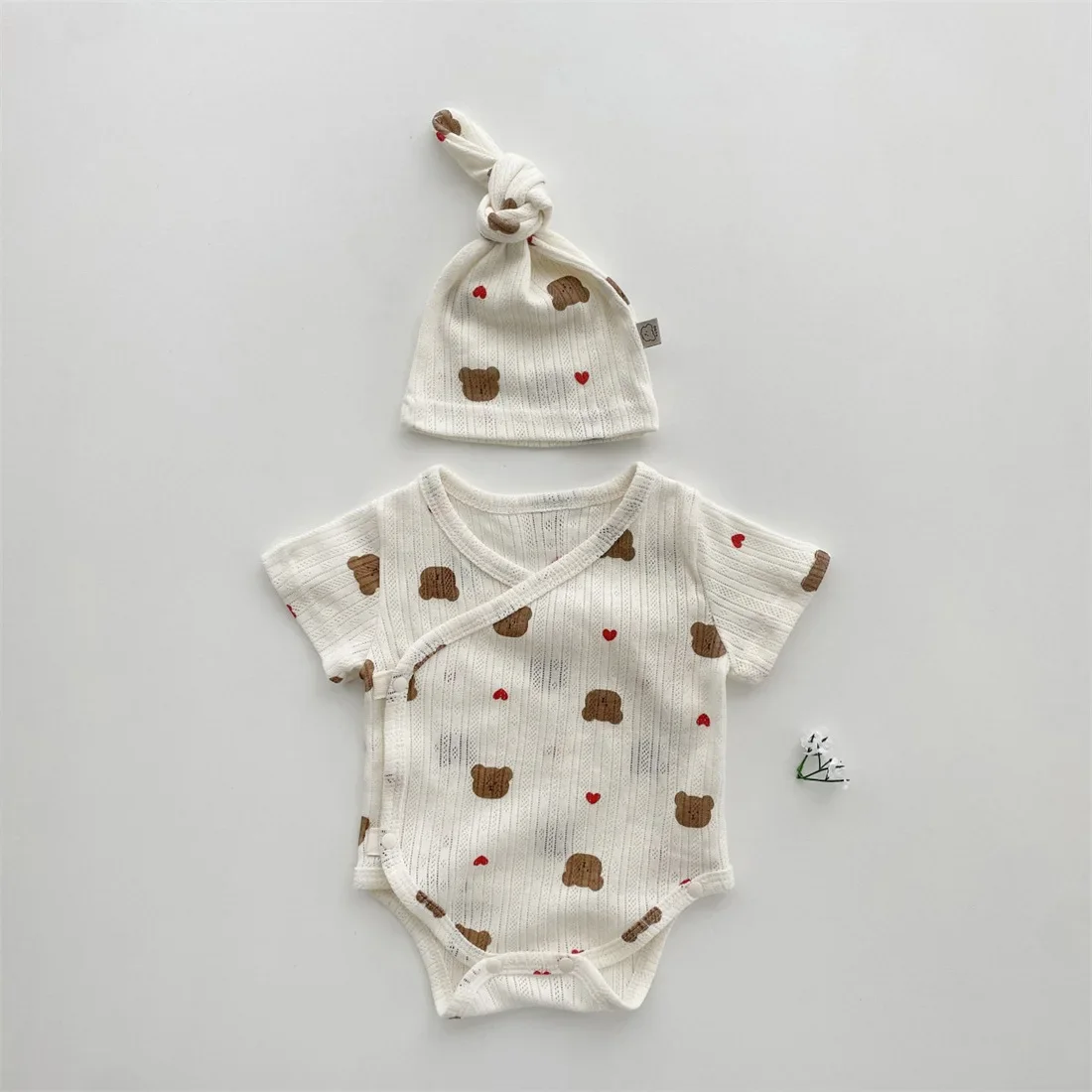 0-24M Baby Romper+Hat Suit Short-Sleeved Jumpsuit Infant Cartoon Printing Baby Home Clothes With Hat Set Girls Boys Clothes baby rompers cotton jumpsuit baby jumpsuit baby clothing