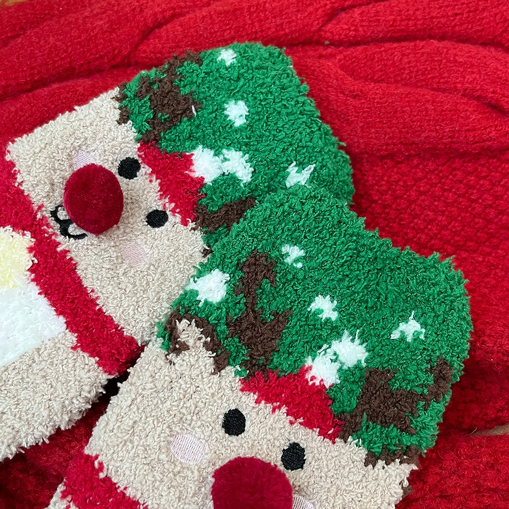 SATINIOR 4 Paires Chaussettes Moelleuses Chaussettes De Sommeil De Noël