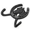 Garden Outdoor Wall Decor Horseshoe Shaped Wall Hooks Cast Iron Home Crafts Decorative Hooks with Screws Bedroom Wall Hangers 3