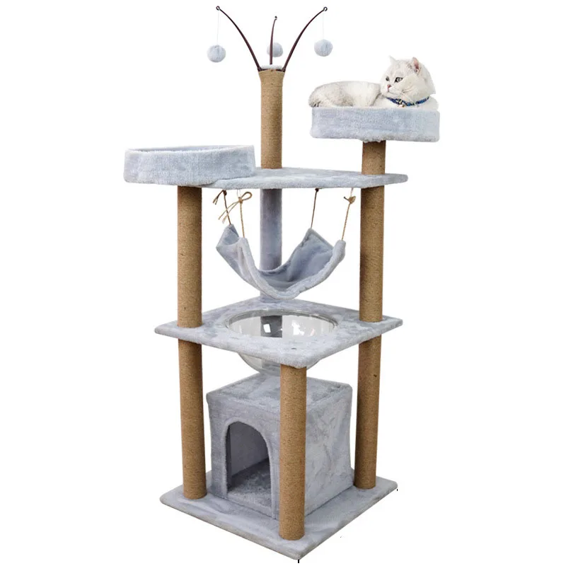 Various Shapes Of Modern Cat Trees Wooden & Sisal Cat Condo Tree Tower Climbing Tree