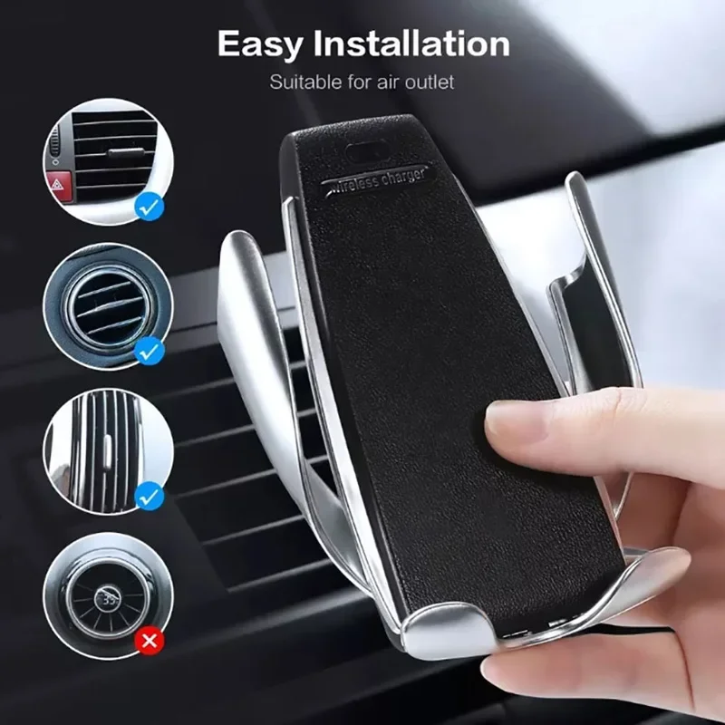 

Automatic Clamping Smart Sensor Car Wireless Charger Stand Air Outlet Multifunction Phone Holder Auto Wireless Charging Bracket