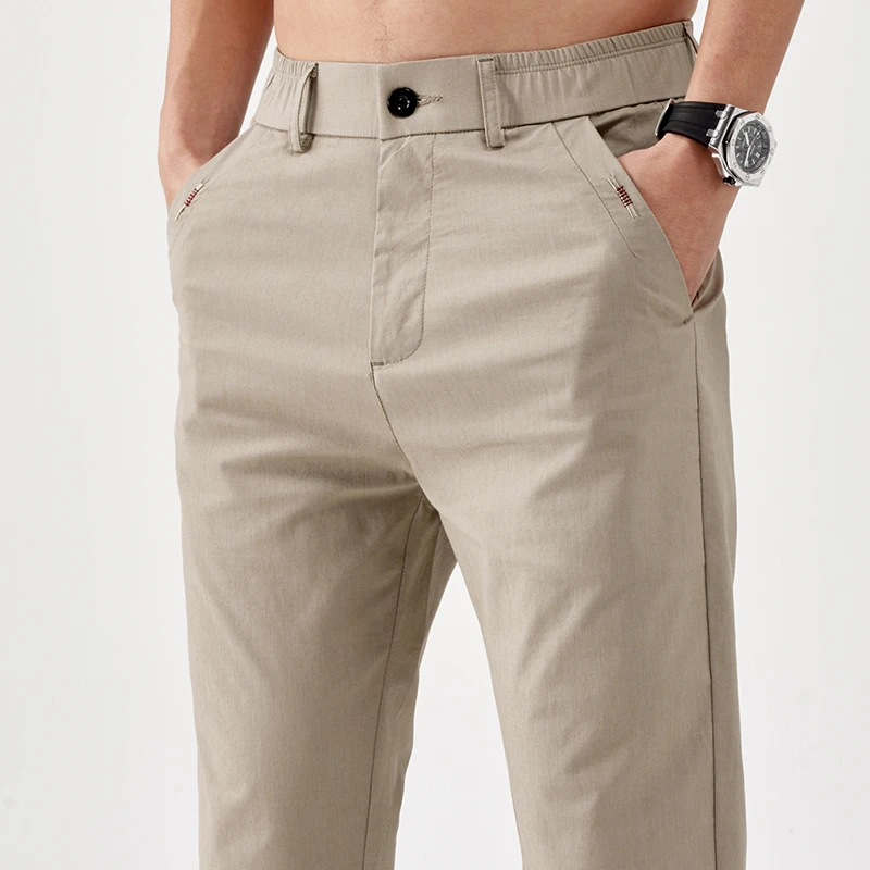 2024 Men's Casual Summer Solid Color Business Thin Trousers Fashion Slim Business Pants