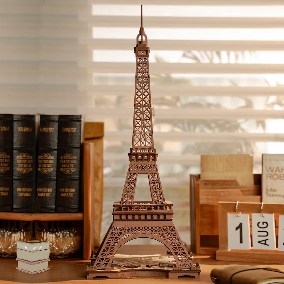 Robotime Rolife Night of the Eiffel Tower 3D Wooden Puzzle for Teens Adult Miniature Views of Famous Buildings Toys Decoration 3