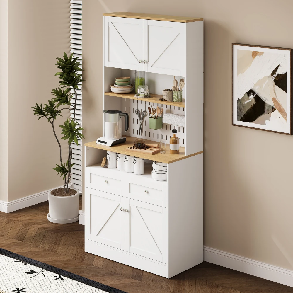 Modernes multifunktionales Sideboard mit 2 Schubladen und 4 Türen – Griffen und großzügigem Stauraum, stilvoller Buffetschrank-Organizer – Detail 5