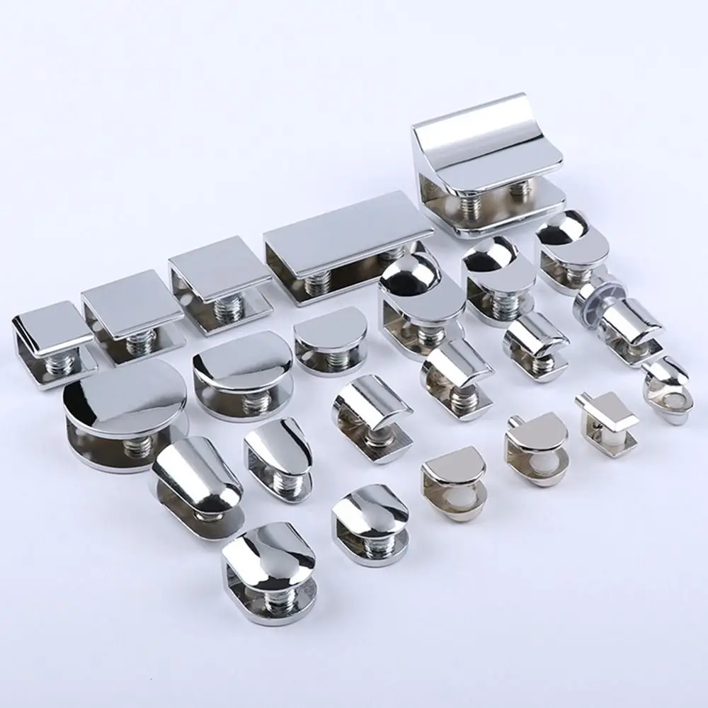 1Pc Thicken Nickel Finish For 6-12mm Glass Clamp Shelf Holder Support Shelves Clips Panel Bracket