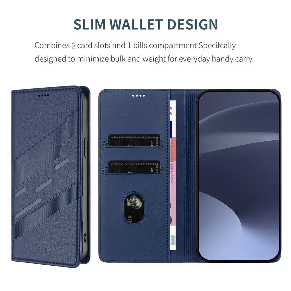 Leather Magnetic Flip Wallet Case & Card Holder Book Cover