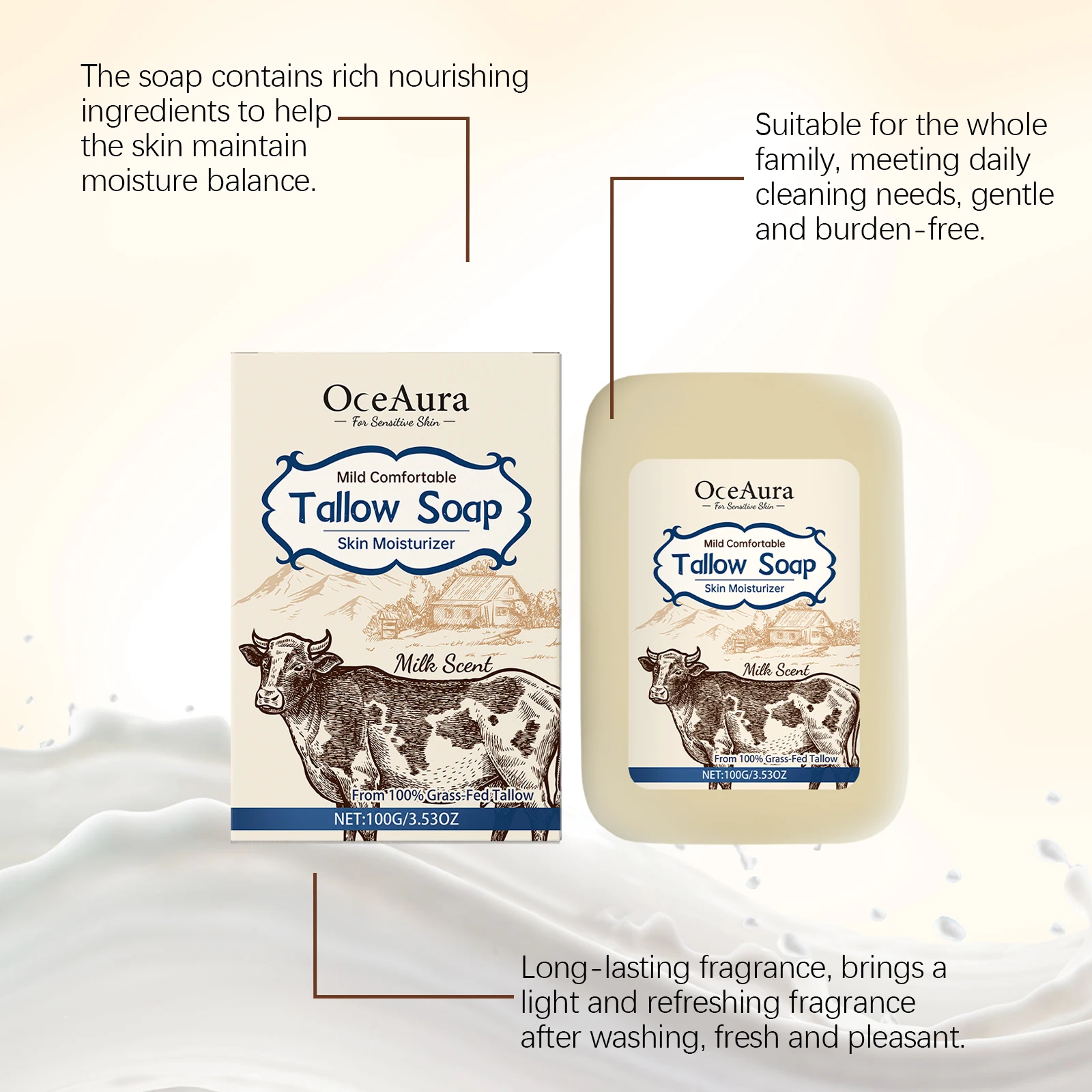 Tallow Soap - Gentle Full-Body Cleansing Soap for Moisturizing, Nourishing and Leaving Skin Smooth & Supple