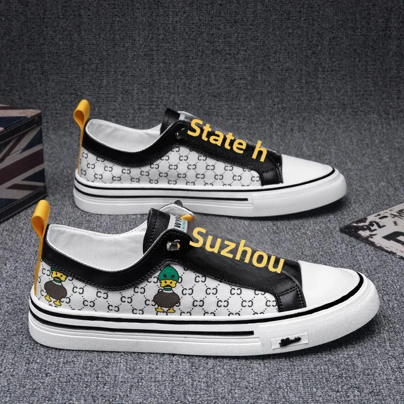 Men's Summer Breathable Canva Shoes Fashionable Trendy Student Board Shoes Vintage British Men's Shoes Rubber Shoes Sporty White 4