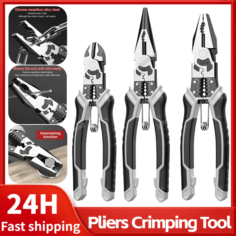 

Pliers Crimping Tool Wire Cutters Multifunctional Stripper for Cutting Peeler Sets Electrician Professional Needle Nose Nippers